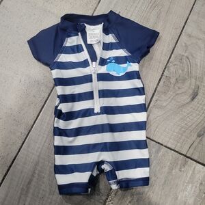 Floatimini Blue and White Striped Baby Swimsuit Size 3 Months #17
